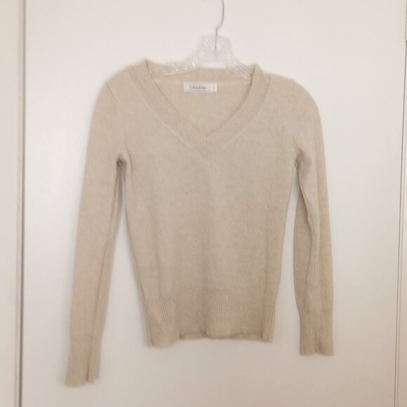 Calvin Klein Sweaters - Calvin Klein Beige Italian Merino Wool V-Neck Sweater